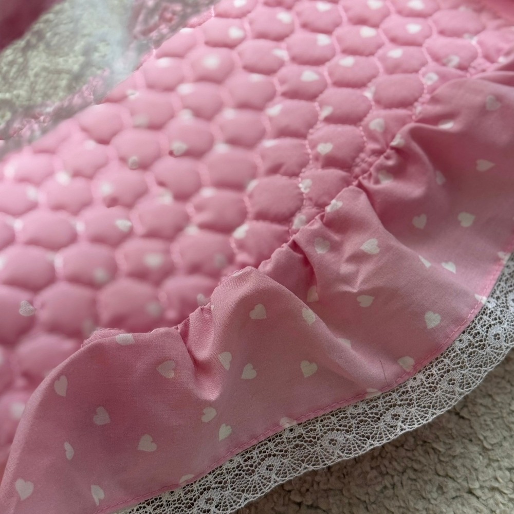 Vintage 1982 Mattel Barbie Dream Furniture Canopy Bed Pink Heart Lace 5641 - Picture 3 of 8